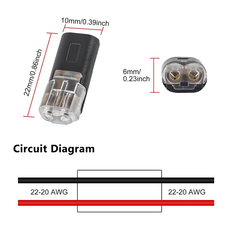 Meimom 20Pcs Double-Wire Plug-in Connector Led Light Strip Connectors 2 Pin, Quick Splice Wire Wiring Connector for AWG 20-24,2 Pin 2 Way Universal Compact Wire Terminals, No Wire-Stripping Required - Image 3